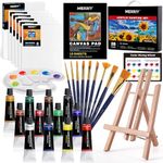 MERRIY Acrylic Paint Set, Art Painting Supplies Kit with Tabletop Easel, 12 Acrylic Paints,10"x 12" Stretched Canvas, Paint Brush Set, Paint Set for Artists,Students & Beginners