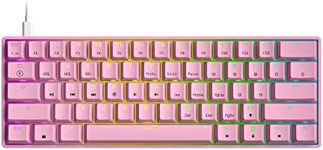 GK61 Mechanical Gaming Keyboard - 61 Keys Multi Color RGB Illuminated LED Backlit Wired Programmable for PC/Mac Gamer (Gateron Optical Brown, Prism Pink)