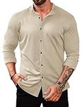 COOFANDY Mens Muscle Fit Dress Shirts Wrinkle Free Long Sleeve Casual Button Down Shirts