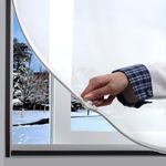DIY Magnetic Window Insulation kit Frosted Film with White Frame Max 56"X35"(143×89cm) Fits Any Size Smaller Coverings to Keep Cold Out Storm Warm in Winter