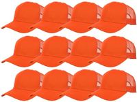 Gelante Mesh Trucker Hat Baseball Cap Structured Front Panel Wholesale LOT 12 Pack, Orange, One Size