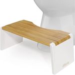 Squatty Potty Stockholm Folding Bamboo Bathroom Toilet Stool, 17.78cm, Brown/White