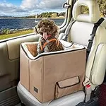 Petsfit Dog Booster Seat, Washable Pet Car Booster Bucket Seat with Portable Carrying Case for Puppy, Cats, Small Dogs (Small, Tan)