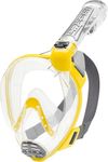 Cressi Duke Unisex Adult Full Face Mask Great Vision Snorkelling with Dry Hose, Yellow (Transparent/Yellow), S/M
