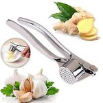 Brentonis Garlic Crusher Presser Garlic Press Multi-Function Manual Portable Curved Garlic Ginger Mincer Stainless Steel Garlic Presser Grinding Slicer Squeeze Press for Kitchen (Garlic use Only)