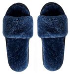 ILU Slipper For Women's Flip Flops Fur Winter Fashion House Slides Home Indoor Outdoor Blue Sandals