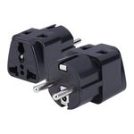 MX Europe Travel Adapter, India to Europe (Schuko) Plug- 2 Way 3 Pin Universal Conversion Plug, Type E/F European Plug, Worldwide Travel Adapter, Multi-Purpose Use in Home & Offices, Black (MX-3463)