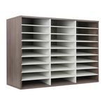 Alpeir Wooden Literature Organizer, 27 Compartments Mail Sorter, Mail Organizer, File Organizer with Adjustable Shelves, Mailbox for Office, Study, Classroom, Greige/White