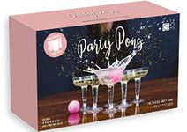 Set of 12 Plastic Champagne Glasses and 4 Ping Pong Balls, Upmarket Beer Pong Game