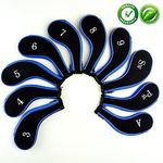 Aree Golf Club Covers,Neoprene Zippered Headcover for Golf Club Iron Head Covers Set Fit All Standard Clubs 10 PCS