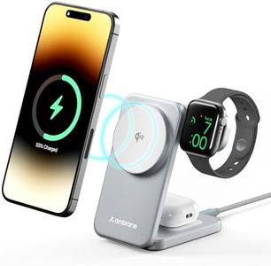 Ambrane Qi2 Magsafe Wireless 3-in-1 Charger for iPhone, Airpods & Apple Watch, Qi2 Certified Fast Charging Dock, Premium & Foldable Design, for iPhone 16/15/14/13/12 Series (AerosynQ Trio 2 Silver)