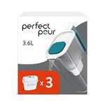 Aqua Optima Perfect Pour Water Filter Jug & 3 Evolve+ Filter Cartridge, 3.6L, Blue - Fridge & Dishwasher Friendly - Reduces Limescale, Chlorine and Other Impurities - By Laica (Packaging May Vary)