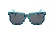 Kizrr Blue 8-Bit Pixel Pixelated Retro Geeky Thug Life Gamer Sunglasses!