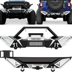 OEDRO Front and Rear Bumper Fit 2018-2025 Jeep Wrangler JL & Unlimited JLU (2/4 Doors), Full Width Off Road Bumper w/D-Rings & Winch Plate Mounting & Paintable Armor & Hitch Receiver