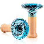 Hita Hookah Bowl Glazed Ceramic Shisha Bowl for Smoking 100% Raw Clay Phunnel Hookah Accessories Flavor Saver Heat Management 1 Hole Hookah Head Perfect Work with HMD Foils or Charcoal, Blue