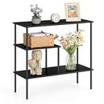 Black Console Table 31.5'' Narrow Entryway Table for Entry Industrial Sofa Tables with 3-Tier Storage Shelves for Living Room, Foyer, Hallway Table Entrance Table