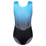 ZNYUNE Gymnastics Leotards for Girls Sleeveless Long Sleeve Gradient Dance Gymnastics Leotard 3-14 Years 322 BlackBlue 14A