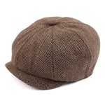 JANGANNSA Toddler Boys Newsboy Caps Baby Kids Driver Cap Hat Vintage Tweed Flat Pageboy Hats (Coffee,48CM(6-24Months))