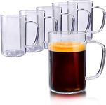 PrimeWorld Cuba 6 Pcs Microwave Safe Borosilicate Glass Tea Coffee Mug, 410 ml Large Mugs Gifts for Family, Latte, Chocolate & Beverage, Mocha, Cappuccino, Tea and Water, Clear Drinking Cups