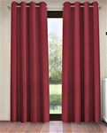 Home Sizzler 2 Pieces Solid Blackout Eyelet Polyester Door Curtains - 7 Feet, Maroon