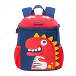 Cots and cuddles 3D Dino Backpack For Kindergarten Kids | Attractive And Lovely Kids Back Pack (Red-Blue)