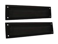 QCAA Solid Brass Mail Slot, with Solid Brass Interior Back Plate, 13" x 3.625", Matte Black, 1 Pack, Made in Taiwan