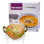 Single Food Dish Warmer - Chrome Chafing Plate Burner, Heat, Warm + 1 Free Candle | Keep Food Warm on Dining Table | Kitchen Home Party Restaraunt Buffet | Durable & Long Lasting