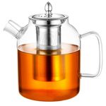 50oz/1500ml Glass Teapot with Removable Infuser, Borosilicate Glass Tea Pot Stovetop Safe, Blooming and Loose Leaf Teapots