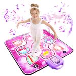 Pink ToToo Dance Mat for Kids Dance Pad for Girls - Dancing Mat for Kids with LED Lights - Adjustable Volume | Built-in Music | 6 Modes - Dance Gifts for Girls