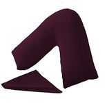 CnA Stores Orthopaedic V-Shaped Pillow Extra Cushioning Support For Head, Neck & Back (Aubergine, V-pillow With Cover)