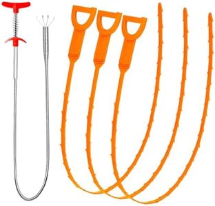 Forliver Snake Drain Hair Drain Clog Remover Cleaning Tool Pipe Snake Shower drain with 25 Inch 3 Packs Plastic sink snake & 1 Pack Drain Relief Tool for Kitchen Sink Bath Tub Bathroom(3+1)