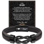 VU100 Gifts for Dad Father's Day Gift for Dad Bracelet Men's Leather Bracelet To My Dad Gift Creative Gift for Him Love You Forever Bracelet Christmas Day Birthday Gift for Daddy Father (Brown)