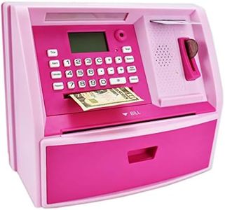 Talking ATM Savings Bank, Digital Piggy Bank, ATM Money Coins Machine for Kids Birthday Gift (Pink/Pink)