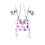 Caiyao 2 Pcs Set Best Friend Necklace Gifts Magnetic Matching Cat Koala Dophin Avocado Necklace Charms Friendship BFF Necklace for Girls Boys Sister, Zinc, No Gemstone