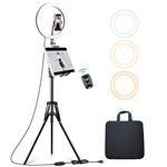 Elitehood 12" Ring Light with Stand (72" Tall) & iPad/Phone Holder, Selfie Ring Light with Tripod, Dimmable LED Light Ring for Video Recording, Conference, Makeup, Laptop, Computer, Webcam, YouTube