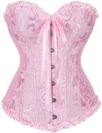 SxyBox Women's Satin Bustier Corset Overbust Lace up Waist Cincher Adjustable With G-string,S-6XL