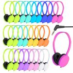 XOSDA Bulk Headphones 50 Pack Multi Colored for Classroom Kids, Wholesale Wired Adjustable Headphones Earphones for Students, Schools, Children, Libraries, Museums