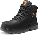 NINGO Mens Steel Toe Work Boots, Waterproof Heavy-Duty Safety Boots with Puncture Protection, Oil & Slip Resistant, Round Toe Construction Boots with Breathable Lining, EH Protection, for Industrial