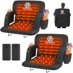 HOPERAN 25" 2pcs Dual-Sided Heated Stadium Seats for Bleachers with Back Support, 20000mAh Power Bank Included Stadium Chair, 3 Levels Heating Stadium Seating for Bleachers Seat with Backrest