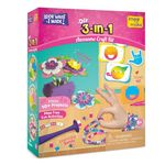 Imagimake 3-in-1 Awesome Craft Kit - Kids Arts and Crafts - Arts and Crafts for Kids Ages 6-8 - Air Dry Clay, Paper Quilling Kit, Stamp for Kids - Gifts for 5, 6, 7, 8 Year Old Girls( Multi)