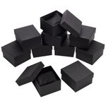 NBEADS 10 Pcs Paper Watch Box, 8.6x7.9x5.2cm Cardboard Gift Box Watches Holder Jewelry Gift Boxes with Pillow Bracelet Holder Square Storage Gift Case for Wristwatches Smart Watches, Black