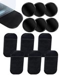 12-Pack Anti-Slip Dashboard Mats for Car - 6 Rectangular & 6 Circular Rubber Pads for Phones, Sunglasses, Keys - Heat Resistant & Reusable Car Grip Mat (Black)