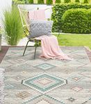 the carpet Palma Indoor and Outdoor Rug, Flat Weave, Robust, Modern Design, Vintage Look, Used Look, Super Flat, UV- and Weather-Resistant, Diamond Pattern, Cream, 80 x 150 cm