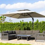 PURPLE LEAF 10' x 13' Cantilever Patio Umbrella Outdoor Umbrella with 330lbs Base Large Rectangular Windproof Offset Umbrella for Pool Deck Garden, Pebble Grey