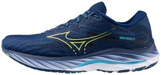 Mizuno Men's Wave Rider 27 Running Shoe, Navy Peony/Sharp Green, 10.5 UK