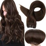 Full Shine Hair Extensions Sew in Weft Hair Extensions Human Hair Color #2 Darkest Brown Hair Extensions Real Hair Bundles 18 Inch Hair Extensions for Women