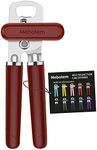 Mebotem 10 Colors Can Opener Manual Handheld Heavy Duty Hand Can Opener Smooth Edge Stainless Steel Can Openers Top Lid Kitchen Gadgets, Best Large Rated Easy Turn Knob, with Bottle Opener, Burgundy