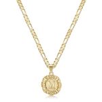 KissYan Initial Necklace for Women,14K Gold Plated Round Letter Pendant Necklace Capital Monogram Necklace Alhpabets from A-Z Figaro Chain Necklace(Gold M)