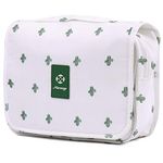 Travel Hanging Toiletry Wash Bag Makeup Cosmetic Organizer for Women Waterproof (White Cactus)