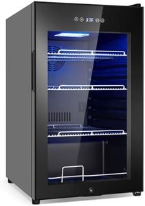 Beverage Refrigerator 17 inch Wide - 126 Can Beverage Cooler with Glass Door | Counter-Top/Freestanding Mini Beverage Beer Fridge | Temperature Memory | Invisible Door | Perfect for Soda, Beer